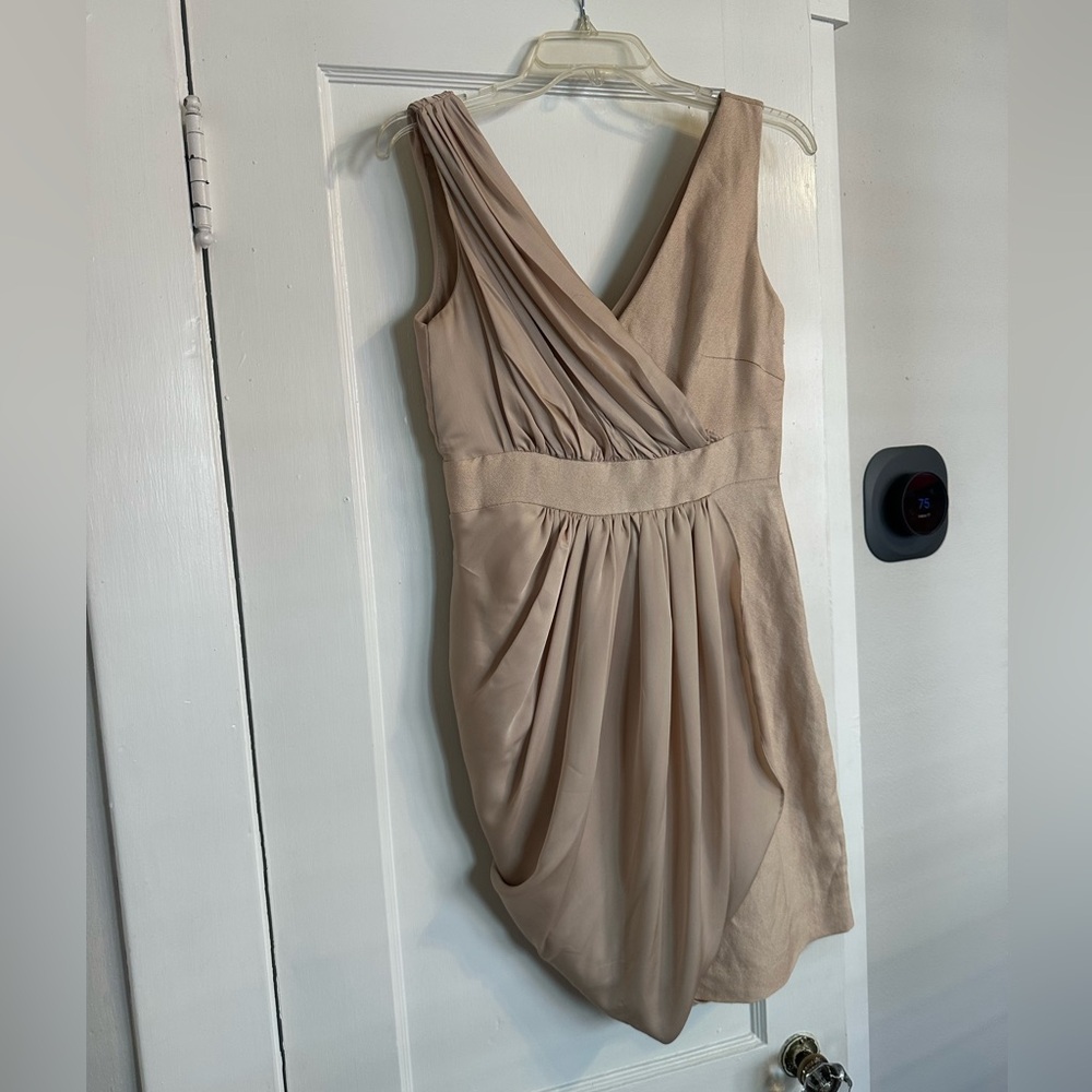Mango Asymmetrical Tan Dress